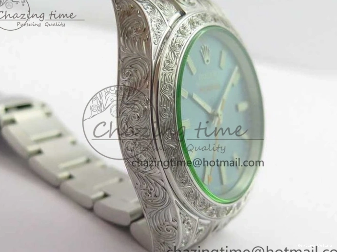 0514 Contemporary Milgauss 116400 904L Engraved SS DJF 11 Best Edition Blue Dial on 904L Engraved SS Bracelet A2836 (Real Green Sapphire Crystal) 3068